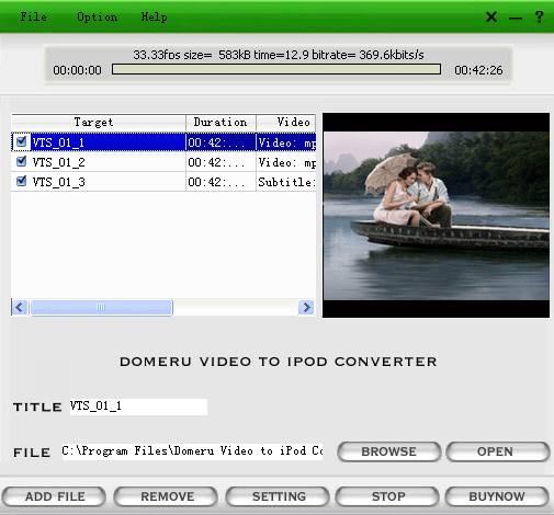 Domeru Video to iPod Converter 3.6.4 screenshot