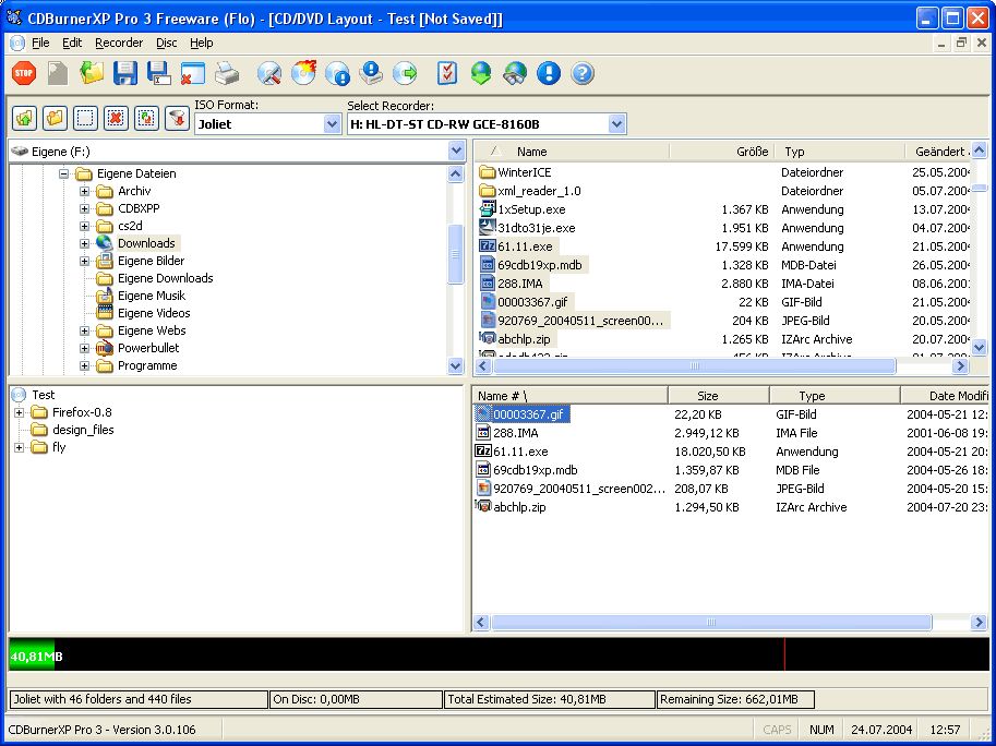 CDBurnerXP Pro screenshot