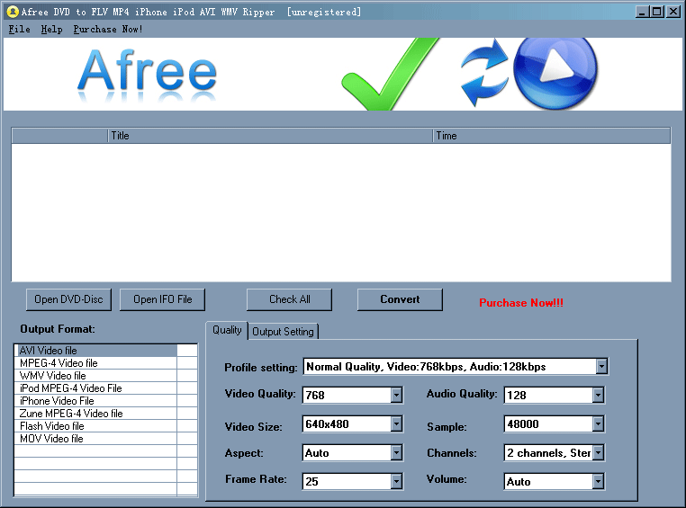Afree DVD to FLV MP4 iPhone iPod AVI WMV screenshot