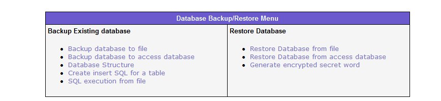 Database Backup and Restore screenshot